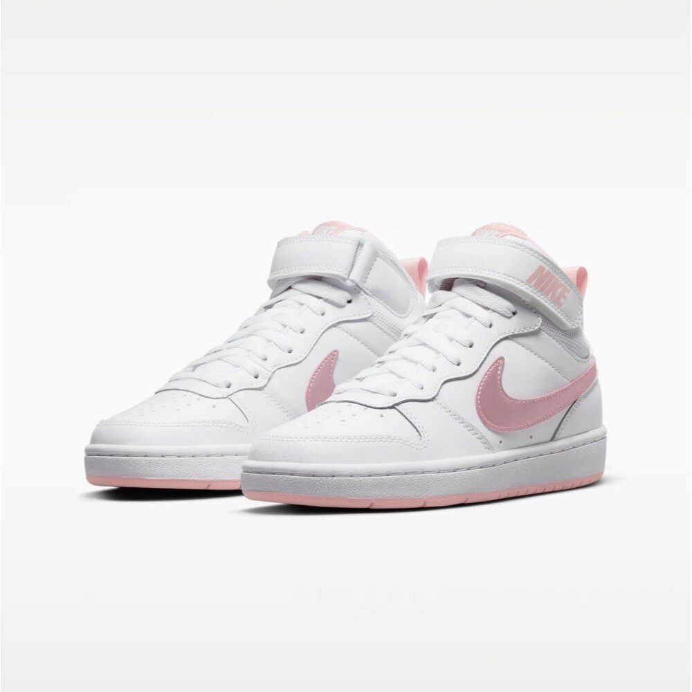 Nike Court Borough Mid 2 GS White Pink Glaze tennis fashion sneakers Size 6Y